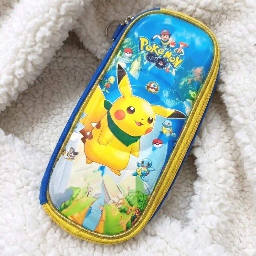 Pokemon GO Pikachu Pencil Case‎ Blue Yellow Zipper School Supply Pouch Kids